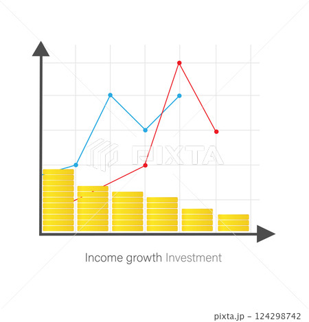 Icon with investment for banner design. Diagram, graph growth. con for banner design. Stock vector. Diagram, graph growth. 124298742