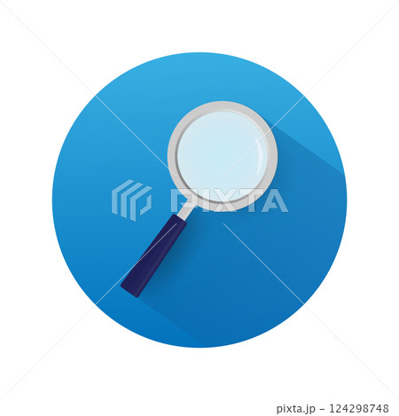 Modern line icon with loupe on white background for site design. Flat style art loupe for site design. Vector illustration. 124298748