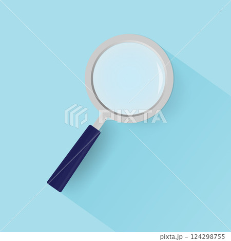 Modern line icon with loupe on white background for site design. Flat style art loupe for site design. Vector illustration. 124298755