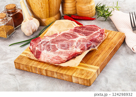 Raw pork neck steak for grill Raw pork neck steak for grill 124298932