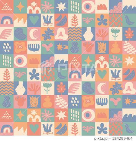 Abstract mosaic seamless pattern with square tiles. 124299464