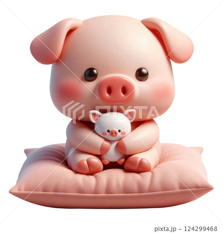 3D Pig Cartoon, Pig Cartoon, Cute Little Pig 124299468