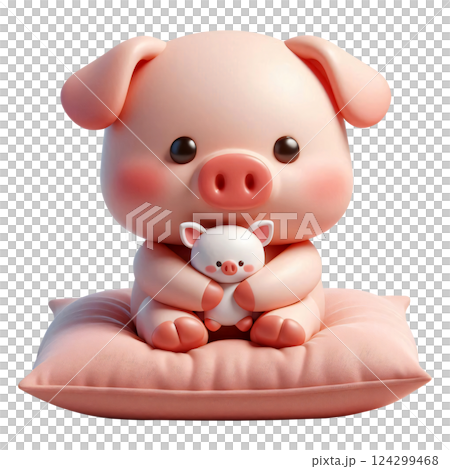 3D Pig Cartoon, Pig Cartoon, Cute Little Pig 124299468