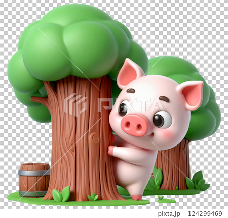 3D Pig Cartoon, Pig Cartoon, Cute Little Pig 124299469