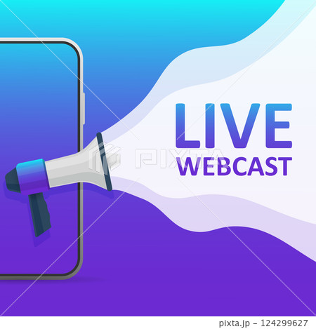 Flat icon on blue backdrop. Logo design. Live streaming flat vector icon. Flat icon on blue backdrop. Logo design. Live streaming flat vector icon. 124299627