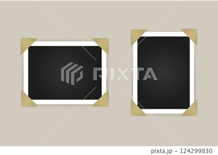 Collection of blank photo frames with adhesive tape, different shadow effects and empty space for your photograph. Vector illustration. 124299830