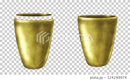 Planter with gold, brass, bronze metallic textures. Modern flower pot, vase for plants and bouquets. Watercolor container template for interior and exterior, indoor and garden flowers, plants, trees Planter with gold, brass, bronze metallic textures. Modern flower pot, vase for plants and bouquets. Watercolor container template for interior and exterior, indoor and garden flowers, plants, trees 124299974