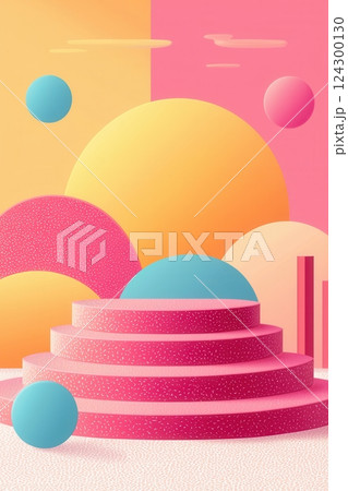 Elegant abstract podium for product display with floral accents and soft light 124300130