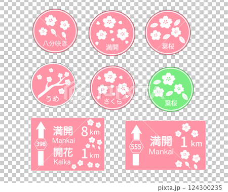 Cherry blossom sign set Cherry blossom sign set 124300235