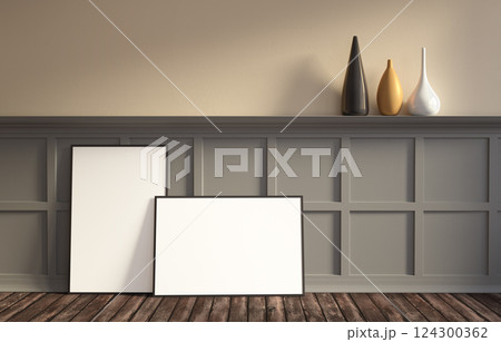 Poster mockup templete in classic interior. Poster mockup templete in classic interior. 124300362
