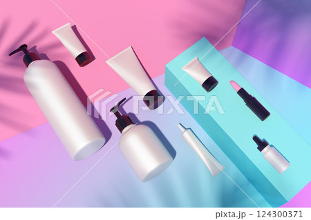 Cosmetic mock up under the sunlight. 124300371