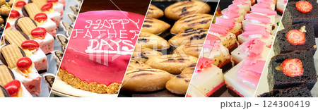 Food collage of pastries and Eastern sweets Food collage of pastries and Eastern sweets 124300419