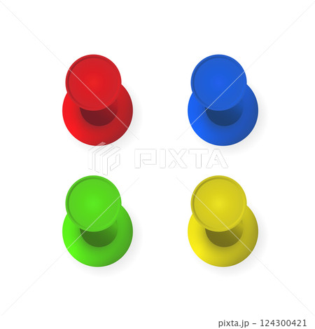 The pins of various colors on a white background. Vector stock illustration. The pins of various colors on a white background. Vector stock illustration. 124300421