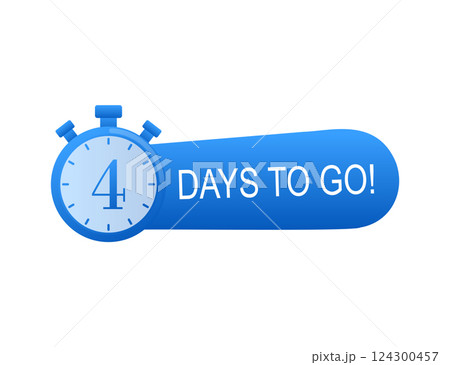 Timer with 4 days to go flat icon. Vector stock illustration on white background. Timer with 4 days to go flat icon. Vector stock illustration on white background. 124300457