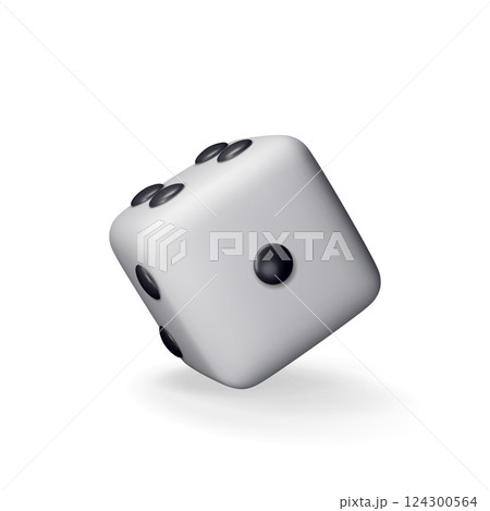 3D dice white playing cube isolated on white 124300564