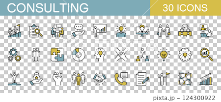 Consulting icon set color 124300922