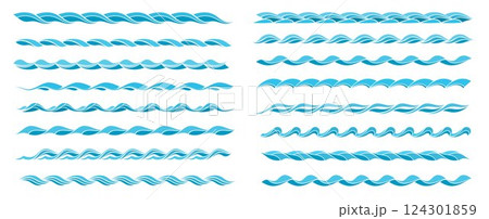 Seamless wave pattern in a flat graphic style. Abstract flowing lines inspired by ocean and sea Seamless wave pattern in a flat graphic style. Abstract flowing lines inspired by ocean and sea 124301859
