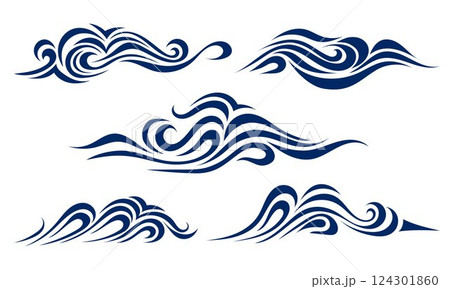Set wave elements in flat style. Set wave elements in flat style. 124301860