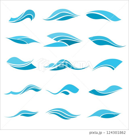 Set of wave elements in flat graphic style. 124301862