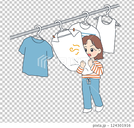 Woman with smelly laundry Woman with smelly laundry 124301916