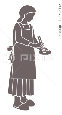 料理をする女性の線画ベクターイラスト 料理をする女性の線画ベクターイラスト 124302132