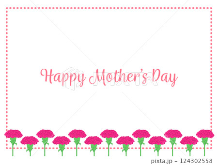 母の日の赤いカーネーションのフレームイラスト 124302558