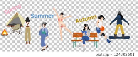 春夏秋冬插畫 124302601