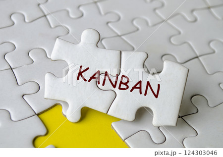 Ikigai text on jigsaw puzzle that represent visual task management. Increased visibility and workflow control concept Ikigai text on jigsaw puzzle that represent visual task management. Increased visibility and workflow control concept 124303046
