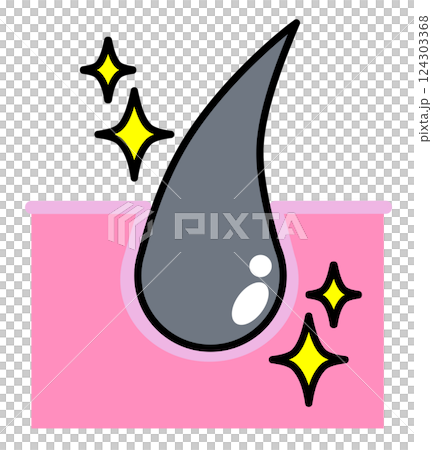 健康な毛根で黒い髪の毛の組織イラスト 健康な毛根で黒い髪の毛の組織イラスト 124303368