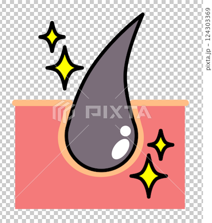 健康な毛根で黒い髪の毛の組織イラスト 124303369