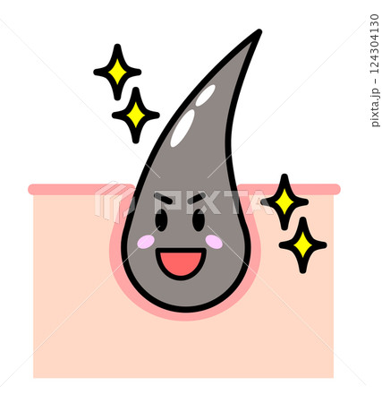 健康で元気な毛根から黒髪の毛が発毛する断面図 124304130