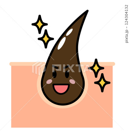 健康で元気な毛根から黒髪の毛が発毛する断面図 124304132