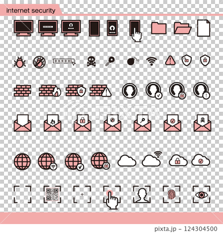 インターネットセキュリティアイコンセットpink 124304500