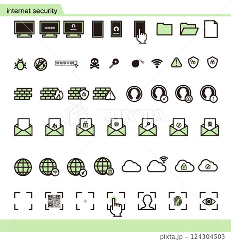 インターネットセキュリティアイコンセットgreen 124304503