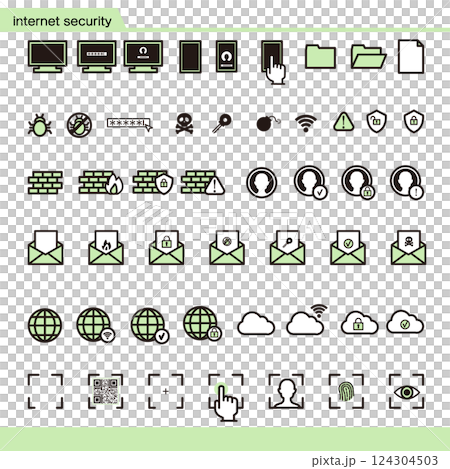 インターネットセキュリティアイコンセットgreen 124304503