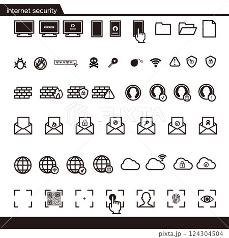 インターネットセキュリティアイコンセットmonochrome 124304504
