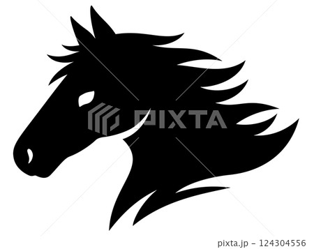 馬の横顔のシルエットイラスト 馬の横顔のシルエットイラスト 124304556