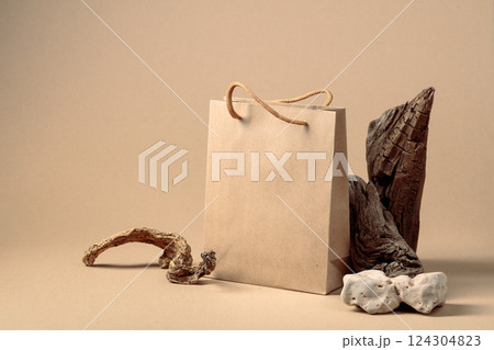 Paper bag and natural dry snags. Paper bag and natural dry snags. 124304823