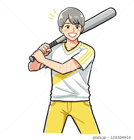 バッティングする姿 124304914