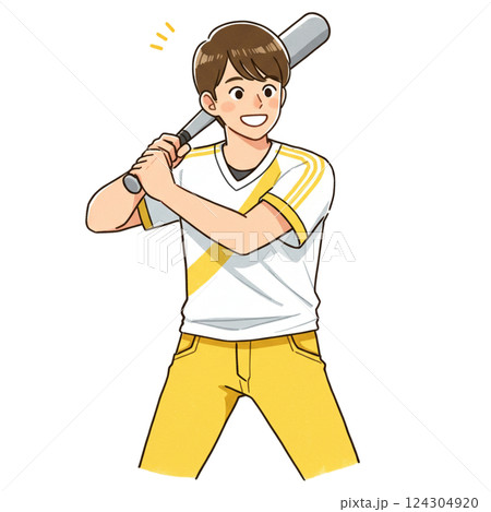 バッティングする姿 124304920