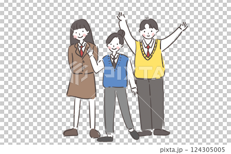 Illustration of Teenage Students in School Uniform 124305005