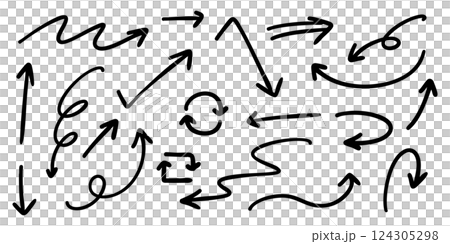 向量筆手繪箭頭設定黑白 向量筆手繪箭頭設定黑白 124305298