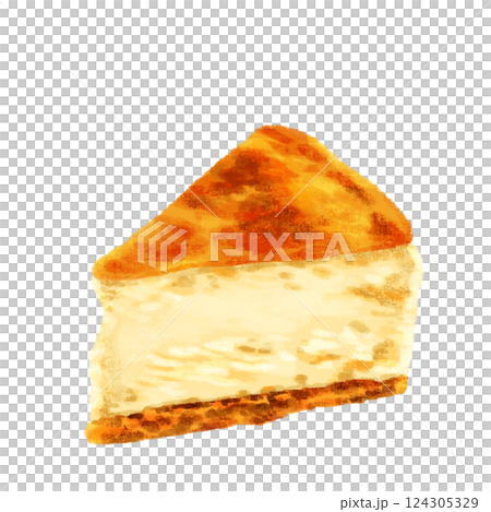 水彩で描いたチーズケーキ 124305329