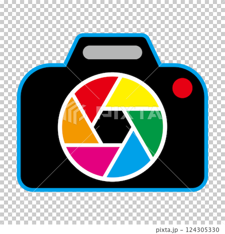 Simple flat camera icon on white background 124305330