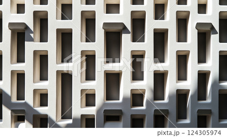 幾何学模様の明るいコンクリート壁デザイン背景 幾何学模様の明るいコンクリート壁デザイン背景 124305974
