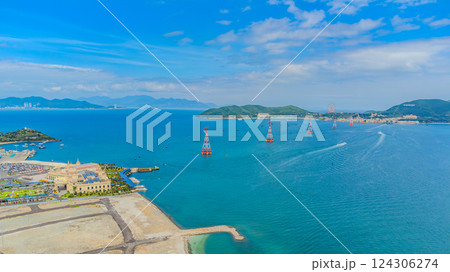Cable car over the sea. Cable car over the sea. 124306274