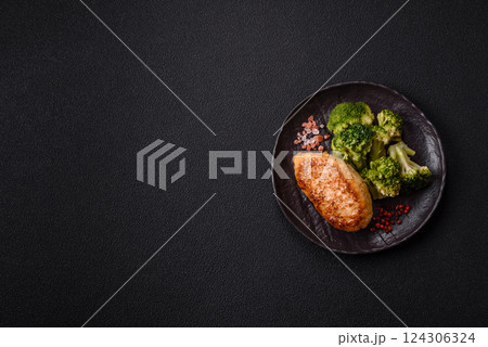 Delicious fresh green broccoli steamed in a ceramic plate Delicious fresh green broccoli steamed in a ceramic plate 124306324