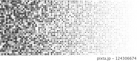 Halftone dot pattern gradient grayscale background circle comic fade. Halftone texture design. 124306674