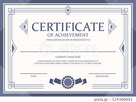 Achievement certificate filigree frame template 124306691