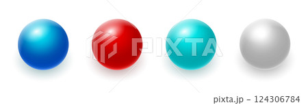 Set of four colorful glossy spheres isolated on...のイラスト素材 [124306784 ...